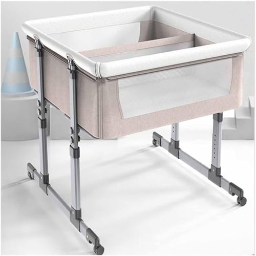 SAYEYBU Babywiegen, Beistellbett, Zwillingswiege FüR Babys, Wagen FüR 2 Babys, Beistellbett FüR Kleinkinder, HöHenverstellbar, Tragbar, Mit RäDern Und BelüFtungsnetz,B,Without Basket
