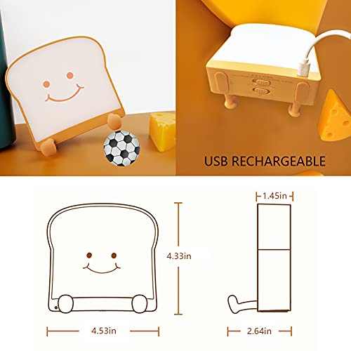 Image of QANYI Toast Bread Night Light,Soft LED Toast Lamp with Cute Face Always Smile,Bedroom Table Lamps Graduation Gifts Ideas for Teen Girls 10 11 12 13 14 Year Old Girls