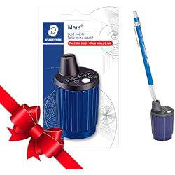 STAEDTLER Mars Rotary Lead Pointer with Shavings Reservoir for 2mm Leads | Precision Tool for Architects, Engineers & Artists, Dust Wiper & Adjustable Cone, Built-In Shavings Reservoir
