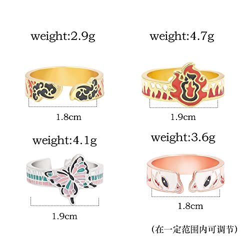 Ealipoi Demon Ring Anime Cosplay Kamado Nezuko Ring Alloy Hashibira Inosuke Accessories2