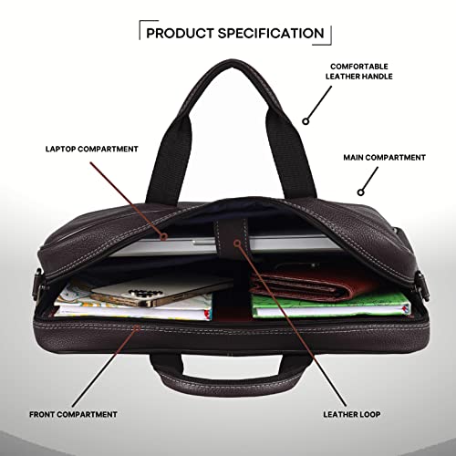 Image of WildHorn Leather Laptop Messenger Bag for Laptop /MacBook up to 15 inch| Padded Laptop Compartment |Office Bag I 365 Days Warranty