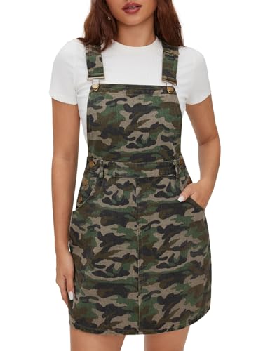 CIDER Camo Denim Overall Dress for Women Jean Dress Sleeveless Mini Dresses with Pockets Adjustable Strap Trendy 2026