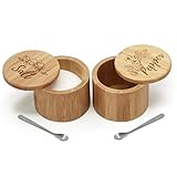 Salt & Pepper Bamboo Box Set with Salt Spoons