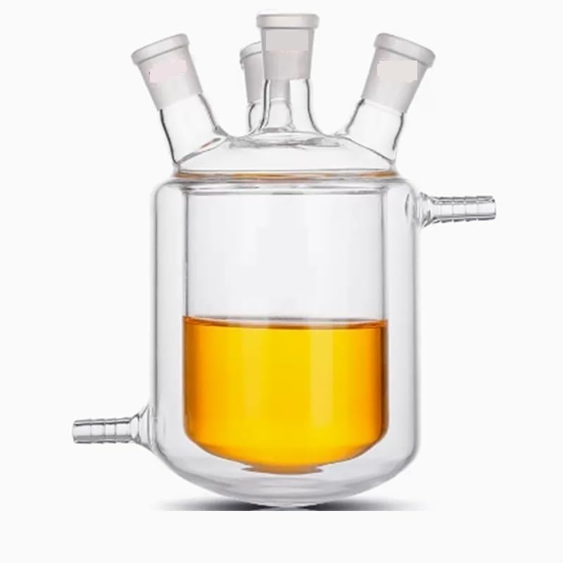 Matraz de vidrio de alto contenido en borosilicato Frasco de reacción de cuatro bocas con doble camisa de vidrio de borosilicato 50-5000 ml(500ml)