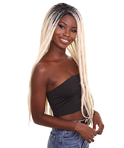 Hpo Adult Women's Long Blonde Dreadlock Wigs With Dark Roots, Breathable Capless Cap Design For Comfort, Best For Halloween, Flame-Retardant Synthetic Fiber #TOP7