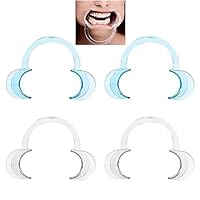 JDXun 4 Stück C-Form Mundöffner, Wangenhalter Mundwinkelhalter, Mundöffner Challenge, Mundstücke Ersatz Munddehner für Orale Untersuchung und Zahnaufhellung (2*Blau, 2*Transparent)