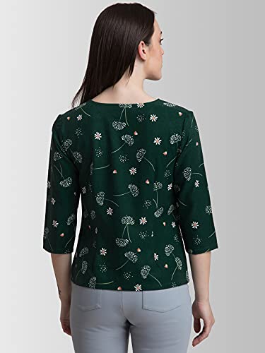 Image of FableStreet Women Formal & Casual Top | Elegant V-Neck Three-Quarter Sleeves Floral Print | Lightweight Smooth Fabric for Office Wear & Daytime Outings