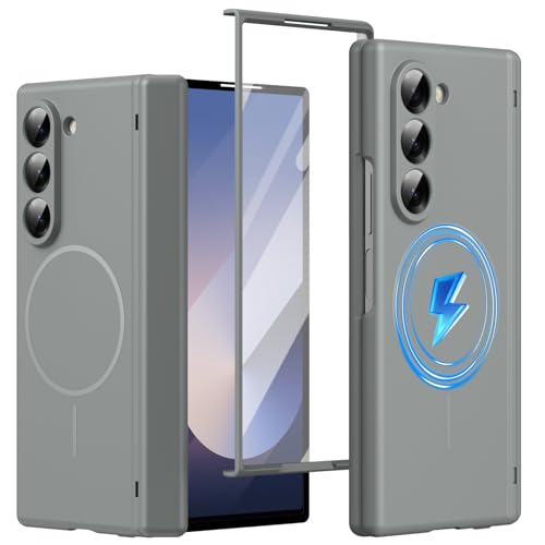 Protection charnière Samsung Z Fold6 : coque magnétique silicone gris