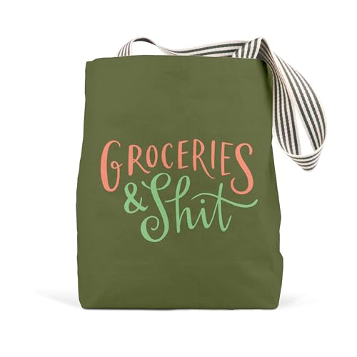 Em & Friends Groceries & Shit Tote Bag (Olive) (Em & Friends Tote Bags)