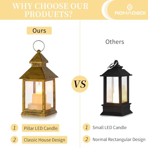 Romadedi Gold Lantern Wedding Decor - 10Pcs Hanging Small Decorative LED Lantern Candle Holders for Christmas Table Decoration Moroccan Ramadan Outdoor Halloween Party Romadedi Gold Lantern Wedding Decor - 10Pcs Hanging Small Decorative LED Lantern Candle Holders for Christmas Table Decoration Moroccan Ramadan Outdoor Halloween Party