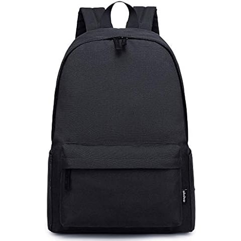 abshoo Lightweight Casual Unisex Teen Boys Girls Backpack for School Solid Color Bookbag for Women Men (Black) Cover