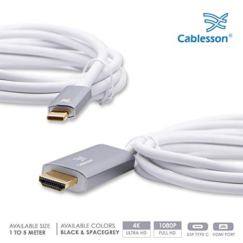 Cable USB C a HDMI 2.0 de 2M gris con acabado premium Thunderbolt 3 2
