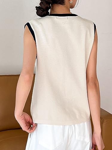 Verdusa Women's Sweater Vest Old Money Clothes Button Up Sleeveless Knit Trendy Tops2