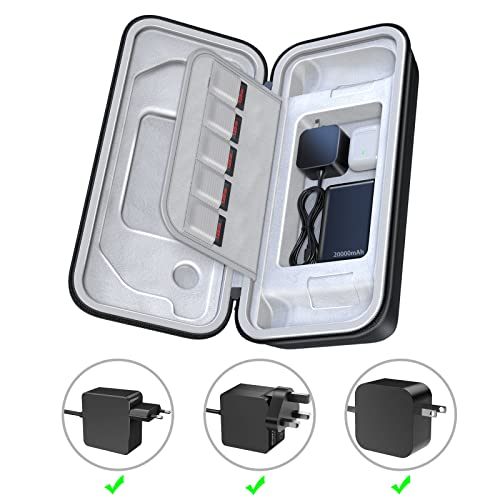 Mooroer Steam Deck Carrying Case - 12 in 1 Bundle with AC Adapter, Protective Case, Touch Skin Sticker & Thumb Grips, Black