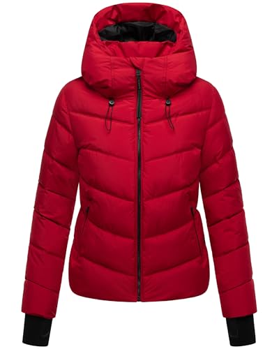 MARIKOO Yukanii XVI - Chaqueta de invierno para mujer, con capucha ajustable, tallas XS-XXL, rojo intenso, M