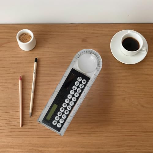 Mini régua ultrafina com calculadora solar, lupa, calculadora multifuncional, 10 cm, ideal para suprimentos profissionais