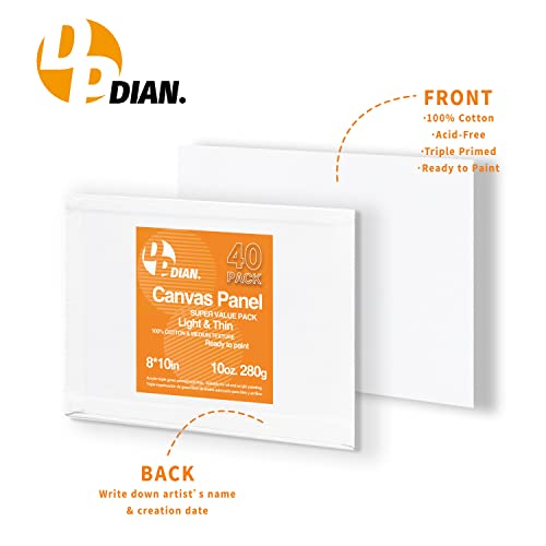 image for DPDIAN Canvas Boards for Painting 40 Pack, 8 inch x 10 inch Super Valu