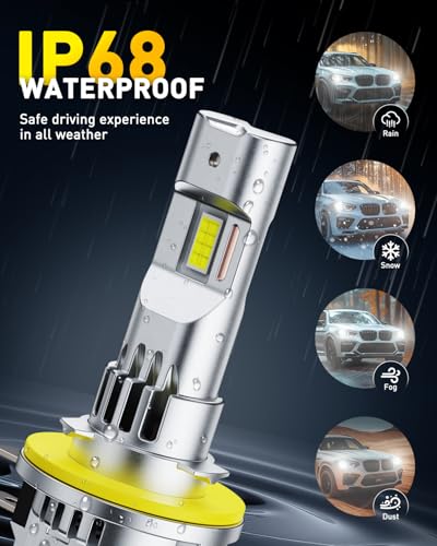 Image of AUXITO H11B Bulbs, 1500% Brighter 6500K White, 1:1 Halogen Size H8B /H9B Light, 3MIN Installation, 20 Years Lifespan, IP68 Waterproof, Pack of 2