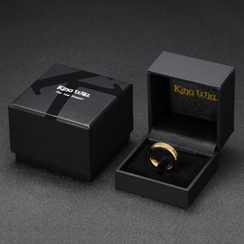 Image of King Will Tungsten Carbide Wedding Band for Men Women-4 /6 /8mm Width 14K Gold Plated Tungsten Wedding Ring Matte Brushed & High Polished Style Comfort Fit Wedding Band Size 6-14