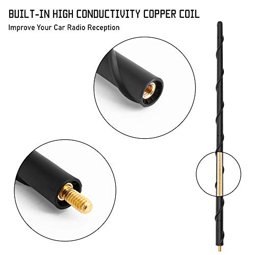 Image of KSaAuto Antenna for 2000-2021 Toyota Tundra Tacoma, 16 inches Car Antenna Replacement for FM AM Reception, Flexible Rubber Antenna, Spiral Design, Toyota Tundra Tacoma Accessories