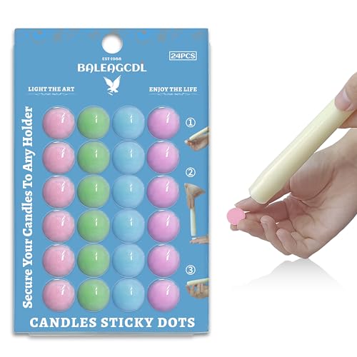 Candle Sticky Dots-Colored Candle Accessories-Wax Dots Candle Adapter-Candle Adhesive (Set of 24 Dots)