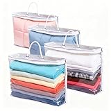 4 sacchetti trasparenti per vestiti, con cerniera, organizer per armadio, con manico rinforzato, per armadio, biancheria da letto, vestiti, coperte, piumini