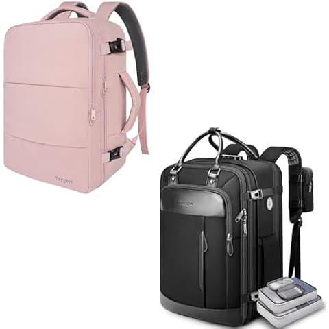 Taygeer Expandable Personal Item Carry on Travel Backpack with 4 Packing Cubes & Shoe Compartment & travel backpack for women with USB Charging Port & Shoe Pouch Cover