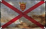 Größe: 30x20 cm vianmo Plaque en tôle 20x30 cm Jersey Flag of Jersey Rost Déco Cadeau Métal Panneau