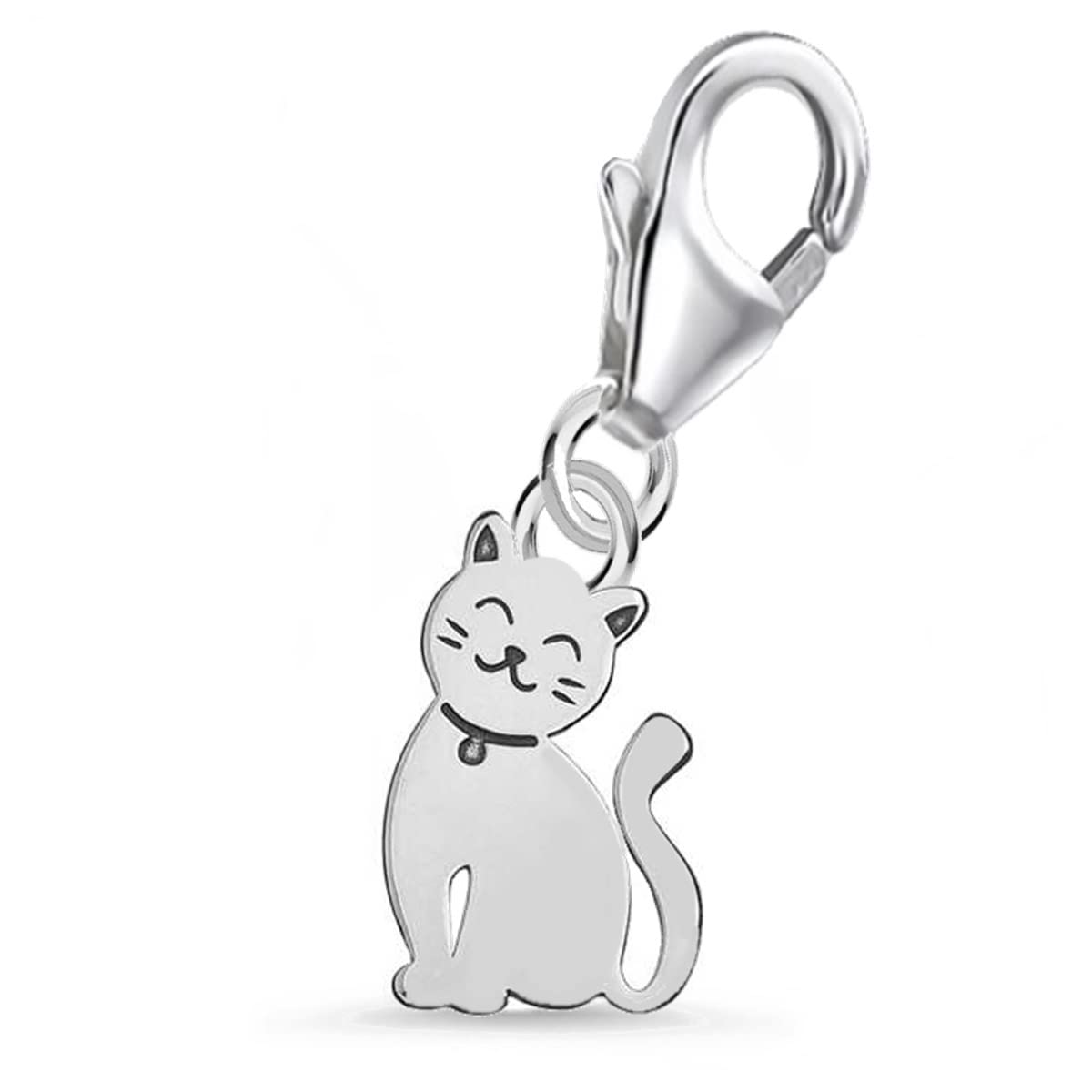 mini chat pendentif charme en argent 925 pour bracelet ou chaîne