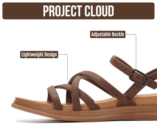 Image of Project Cloud Wedge Sandals for Women 2026 - Comfortable Soft & Plush Insole Strappy Womens Sandals with Lightweight and Non-Slip Durable Outsole (NICE)