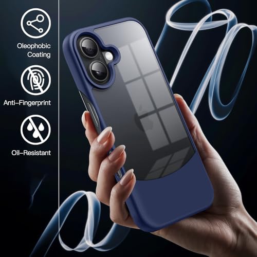 Image of KARWAN️Ultra-Hybrid Shockproof Back Cover Case for iPhone 16 | Camera Protection Bump |Shockproof Back Cover Case for iPhone 16 (PC & TPU, Smoked Matte Sides) Blue