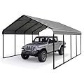 RITERYIFER 12x20 FT Heavy Duty Metal Carport - Gray Galvanized Steel Garage Canopy for 1-2 Cars, Waterproof Lean-to Shelter for Vehicle, RV, Boat & Equipment Storage