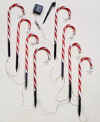 Solar Candy Cane Stake Lights with Stars