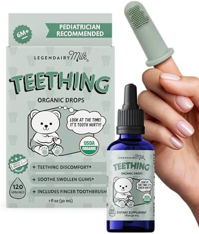 Legendairy Milk Organic Baby Teething Relief Drops with Silicone ...