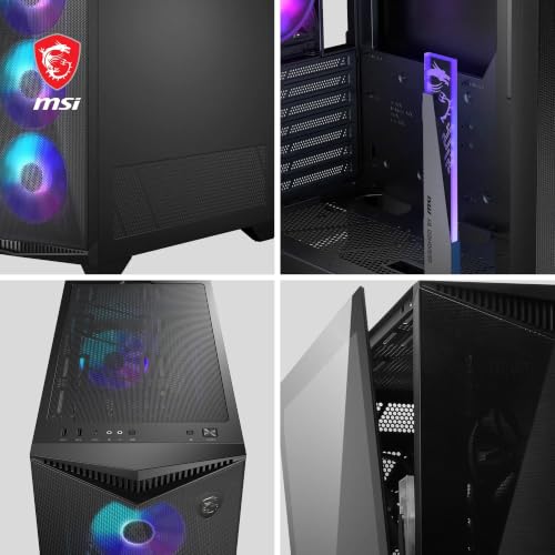 Image of MSI MPG GUNGNIR 300R Airflow Mid-Tower PC Case - E-ATX Capacity, 4 x 120 mm ARGB Fans with Hub Controller, Vertical GPU Support & Stand, Dust Filters, Cable Routing, USB Type-C (20Gbps)