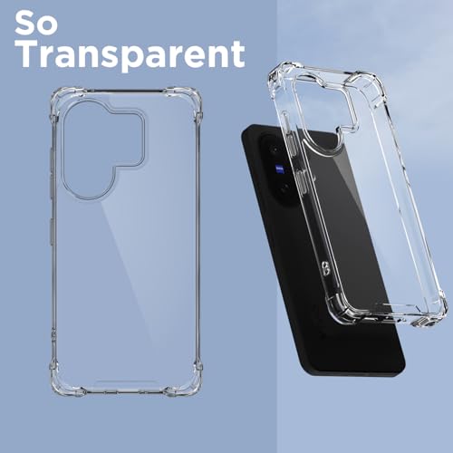 Image of Pikkme Back Cover for Vivo X200 Fe 5G PC + TPU Clear Transparent Raised Edges Shockproof Protective Phone Bumper Case(Transparent)