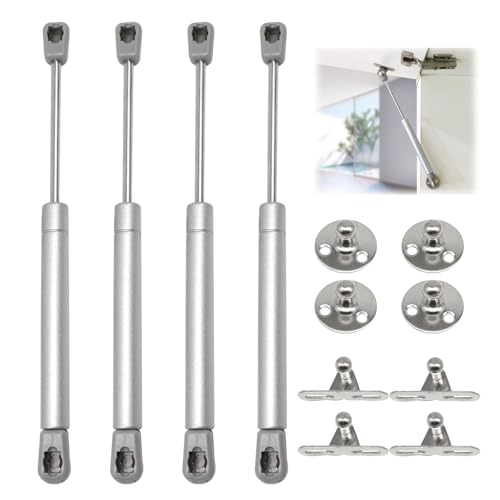 4 Stück Gasdruckdämpfer 40N für Küchenschränke und Möbel, Gasdruckfedern zur sanften Öffnung von Schranktüren, Dämpfer für Klappen Schranktür Stoßdämpfer Küchenschrank Soft Close Klappenfeder, Silber