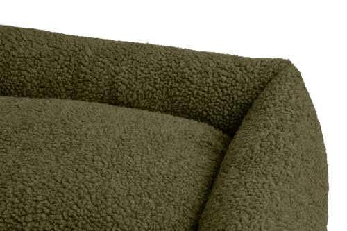 HUNTER Hundesofa KUMARA, Farbe: Khaki, kuschelig weicher Teddyplüsch, Rutschhemmende Unterseite, wendbares Innenkissen, trendig, großzügige Füllung, Bezug maschinenwaschbar, Größe: 80 x 60 cm