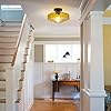 FCTWAKS Semi Flush Mount Ceiling Light, 11.8" Mid Century Modern 1-Light Close to Ceiling Light Fixtures with Drum Amber Glass Shade for Bedroom Entryway Hallway Porch Foyer #4