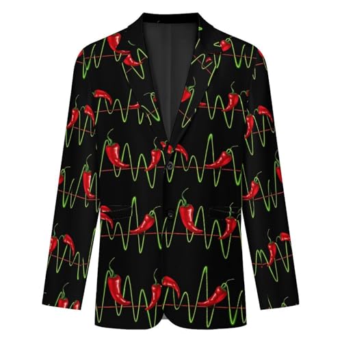 Chili Pepper Heartbeat Mens Casual Blazer Button Suit Jacket Lightweight Sport Coat for Work Business4