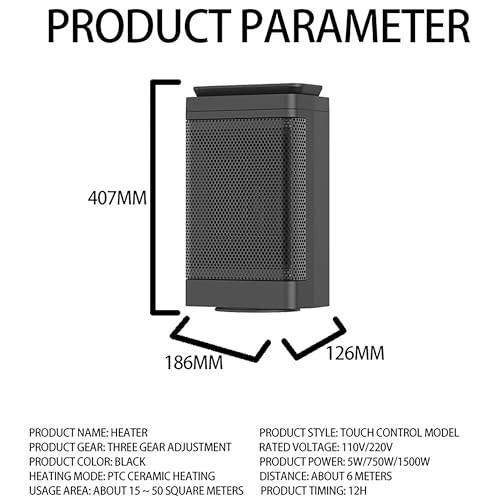 Space Heater, 1500w Portable Heater, 60° Oscillating, Remote Control, Smart Timer, Thermostat Overheating and Tip-Over Protection Room Heater for Home Office Bedroom - Image 3