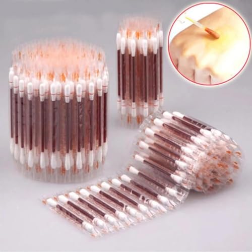 Image of UCRAVO 50 Pcs Cotton Iodine Swabs Individually Wrapped Disposable Swab sticks Medical Sanitary Fiber Effective Cleaning and Disinfection with Soft and Gentle Touch First Aid Swabs Iodine Wound Cleaner