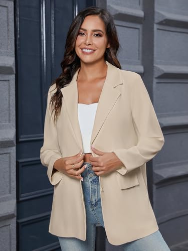 Women's Casual Summer Blazers Open Front Cardigan Button Lightweight Work Blazer Jackets with Pockets4