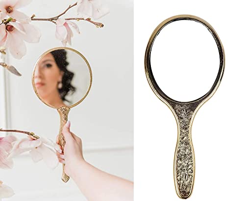 PELO Mirror for Travelling Purpose Hand Mirrors for Men and Women - Golden 20 Gram Pack of 1