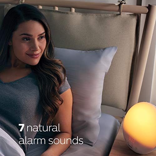 Philips SmartSleep Wake-up Light, Coloured Sunrise and Sunset Simulation, 7 Natural Sounds, FM Radio & Reading Lamp, Tap Snooze (Model HF3531/01)