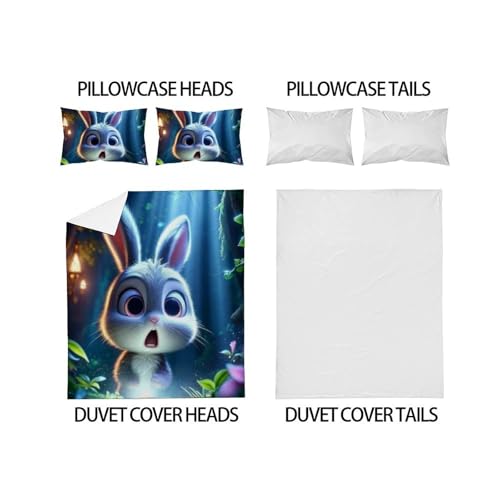 Housse de couette lapin zippée 200x200 en microfibre douce anti-plis - 4