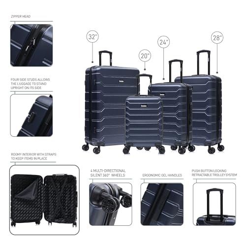 Image of InUSA TREND Luggage with Spinner Wheels | Durable Lightweight Hardside Suitcase, Travel Sets with Handle and Trolley | (20in, 24in, 28in, 32in) 4 Piece Set | Blue