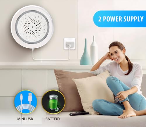 Mengshen Alarma WiFi Inteligente Sirena de Alerta Fuerte de 100 dB con luz estroboscópica para Seguridad en el hogar y Control Remoto de la aplicación Funciona con Tuya/Smart Life/Alexa/Google Home - imagen 8