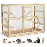 Melko Kleintierkäfig aus Holz, 120 x 60 x 90 cm, inklusive 6 Rampen,Nagervilla Hamsterkäfig Mäusekäfig