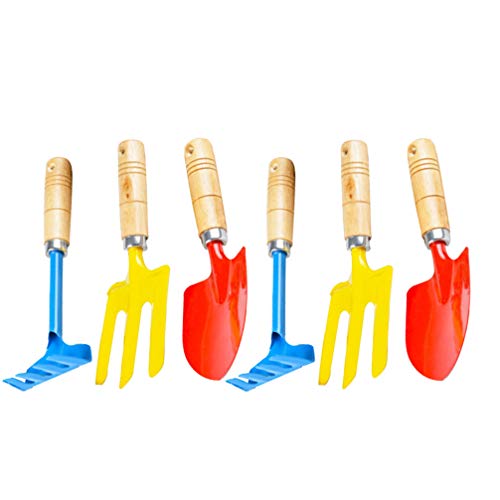 TOYANDONA 6PCS Garden Tools Sturdy Metal Shovel with Wooden Handle Beach Shovels for Kids Play